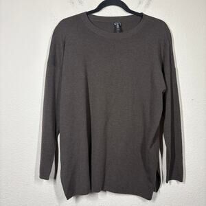Eileen Fisher XS Sweater Brown Superfine Merino Wool Italian Yarn Long Sleeves